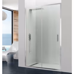 Pomme de douche avec profilés en aluminium chromé poli Étanchéité maximale Hauteur 195 cm Verre fixe de 8 mm et verre couliss ...