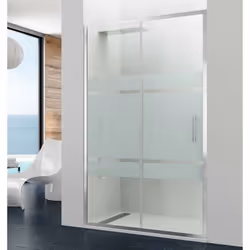 Pomme de douche avec profilés en aluminium chromé poli Étanchéité maximale Hauteur 195 cm Verre fixe de 8 mm et verre couliss ...