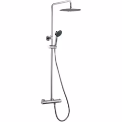 Douches thermostatiques avec pomme de douche ronde INOX 25 cm Le bouton de sécurité 38º maintient la température constante av ...