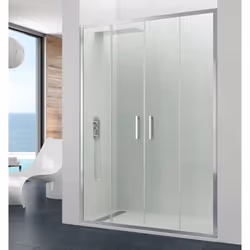 Pomme de douche avec profilés en aluminium chromé poli Étanchéité maximale Hauteur 195 cm Verre fixe de 8 mm et verre couliss ...