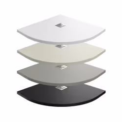 Receveur de douche extra-plat semi-circulaire ARDESIA à charge minérale dernière génération avec texture Slate Soft, plus lég ...
