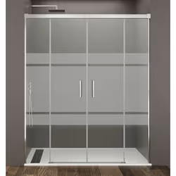 Absence de profil bas Profilés en aluminium Hauteur 195 cm Verre trempé de 6 mm d'épaisseur Guide-lame innovant avec bouton d ...