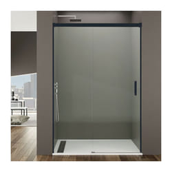 Paroi de douche BASIC NOIR fixe + coulissant, Décoré: Transparent Mesure: 135-140 cm