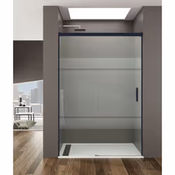 Absence de profil bas Profilés en aluminium Hauteur 195 cm Verre trempé de 6 mm d'épaisseur Guide-lame innovant avec bouton d ...
