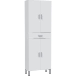 Colonne de salle de bain - ARUBA - Blanc brillant - 4 portes - 1 tiroir - 60 x 29 x 182 cm