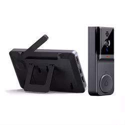 Sonnette vidéo sans fil avec écran IPS 4.3 audio bidirectionnel interphone visuel 2.4GHz caméra statique avec antenne