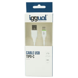 iggual IGG316948 câble USB 1 m USB 2.0 USB A USB C Blanc