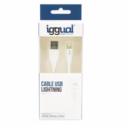 iggual IGG316955, 1 m, Lightning, USB A, Mâle, Mâle, Blanc
