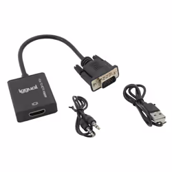 iggual IGG317297 câble vidéo et adaptateur 0,25 m VGA (D-Sub) HDMI Noir