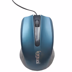 iggual IGG317549, Ambidextre, Optique, USB Type-A, 800 DPI, Noir, Bleu