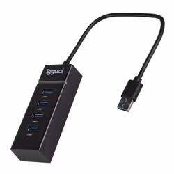 iggual IGG319246, USB 3.2 Gen 1 (3.1 Gen 1) Type-A, USB 3.2 Gen 1 (3.1 Gen 1) Type-A, 5000 Mbit/s, Noir, Acrylonitrile-Butadi ...