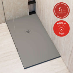 Receveur de douche Poalgi, extraplat, gris Concret, L.80 x l.140 cm, finition sable, série Hos's
