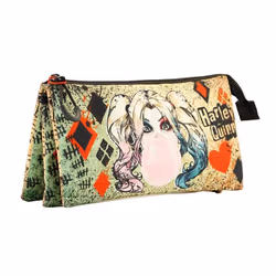 Trousse - KARACTERMANIA - Harley Quinn Mad Love - 3 Compartiments - Beige - Zippée