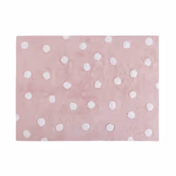 Lorena Canals Polka Dots, Rose, Blanc, Motif, Coton, Coton, Rectangulaire, Intérieure