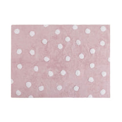 Lorena Canals Polka Dots Tapis pour salle de jeux Rose, Blanc Coton Rectangulaire