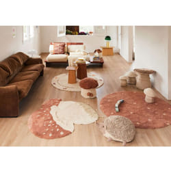 Lorena Canals - Tapis rond enfant lavable en machine coton Chanterelle Crème Ø140
