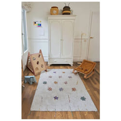 Tapis enfant de jeu coton lavable en machine Wildflowers Crème 120x160