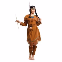 Déguisement Indienne Adulte - Marron - NO NAME - Franges - Plume - Costume Femme