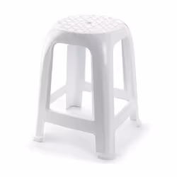 Tabouret 37 x 37 x 46,5 cm. blanc -Tabouret de salle de bain moderne -En plastique lourd et résistant.