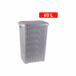 Pongotodo osier 60 litres argent.-En plastique haute résistance.-Parfait pour votre linge-Haute qualité.-Facile à nettoyer.-C ...