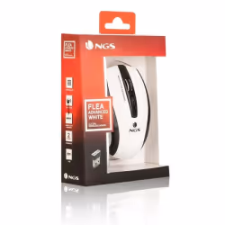 NGS White Flea Advanced, Droitier, Optique, RF sans fil, 1600 DPI, Noir, Blanc