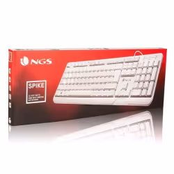 NGS Spike, QWERTY, ES, Taille réelle (100 %), USB, Clavier à membrane, QWERTY, Blanc