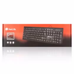 NGS FunkyV3, QWERTY, ES, Taille réelle (100 %), USB, Clavier à membrane, QWERTY, Noir