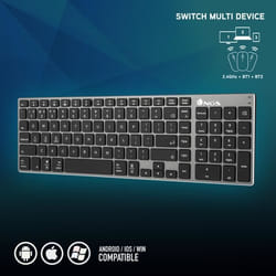 NGS FORTUNE-BT, AZERTY, FR clavier Bluetooth Français Noir, Argent