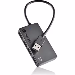 NGS IHUB4 TINY, USB 2.0, USB 1.1, USB 2.0, 480 Mbit/s, Noir, Plastique, CE