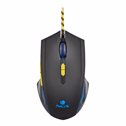 NGS GMX-123, Ambidextre, Optique, USB Type-A, 3200 DPI, Noir, Jaune