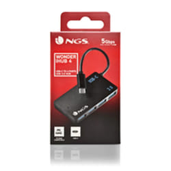 NGS WONDER IHUB4 USB 3.2 Gen 1 (3.1 Gen 1) Type-A 480 Mbit/s Noir