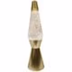 Lampe à lave - FISURA - Golden - Base dorée - Liquide transparent - 40 cm de hauteur