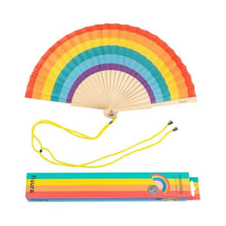 Éventail original arc-en-ciel. Éventail en bois moderne et amusant. Éventail multicolore. Dimensions : 425 x 23 cm - FISURA
