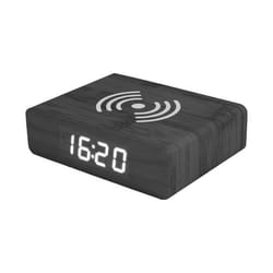 Réveil - FISURA - Chargeur sans fil - LED réglable - 3 alarmes - Bois noir