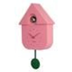 Horloge à coucou rose. Horloge murale avec pendule verte. Dimensions : 215 cm x 8 cm x 415 cm. Matériau : plastique ABS - FISURA