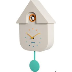 Horloge à coucou blanche et verte. Horloge murale. Dimensions : 215 cm x 8 cm x 415 cm. Matériau : Plastique ABS – FISURA