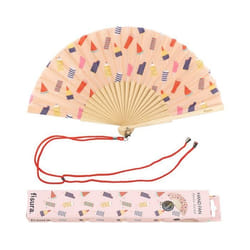 Éventail original avec motif de Glaces. Éventail en bois moderne et amusant. Éventail rose. Mesures : 425 x 23 cm – FISURA