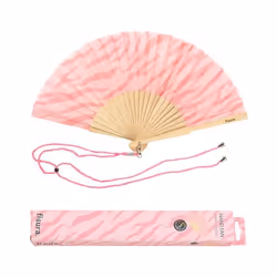 Éventail original avec motif Tigre.Éventail en bois moderne et amusant. Éventail rose. Dimensions : 425 x 23 cm – FISURA