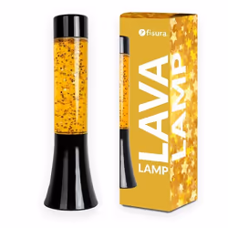 Lampe à lave - FISURA - Vintage - Base noire - Liquide transparent - Étoiles dorées