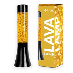 Lampe à lave - FISURA - Vintage - Base noire - Liquide transparent - Étoiles dorées