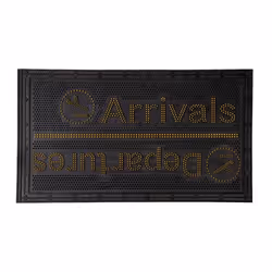Paillasson en caoutchouc original arrivals/departurres. Paillasson pour entrée noir et jaune. 70 x 40 cm - Fisura
