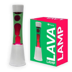 Lampe à lave - FISURA - Lampe à lave verte et rose. Base blanche liquide vert et lave rose. Avec ampoule de rechange.11x11x395