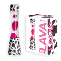 Lampe à lave - FISURA - Lampe à lave vache. Base à motif de vache et lave rose. Avec ampoule de rechange.11x11x 395.