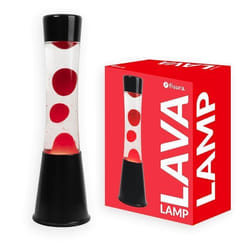 Lampe à lave - FISURA - Lampe à lave rouge. Base noire et lave rouge. Avec ampoule de rechange.11x11x395.