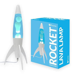 Lampe decorative - Fisura - Lampe à lave rocket. Liquide bleu et lave blanche. Ampoule de rechange. 20 x 20 x 45 cm.