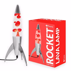 Lampe decorative - Fisura - Lampe à lave rocket. Liquide transparent et lave rouge. Ampoule de rechange. 20 x 20 x 45 cm.