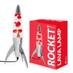 Lampe decorative - Fisura - Lampe à lave rocket. Liquide transparent et lave rouge. Ampoule de rechange. 20 x 20 x 45 cm.