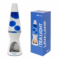 Lampe à lave - Fisura – Lampe à lave avec bougie sans électricité. Bleue et blanche. Cadeau original. 29 x 85 (Bougie non inc ...