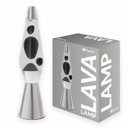 Lampe à lave - FISURA - Noire - Base chromée - 11 x 11 x 40 cm - Ampoule de rechange