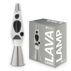 Lampe à lave - FISURA - Noire - Base chromée - 11 x 11 x 40 cm - Ampoule de rechange
